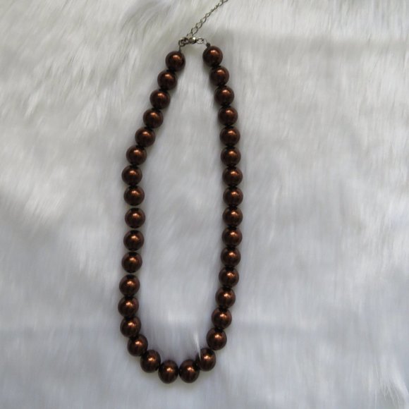 Brown Metallic Finish Beaded Adjustable Length Necklace - Picture 4 of 4